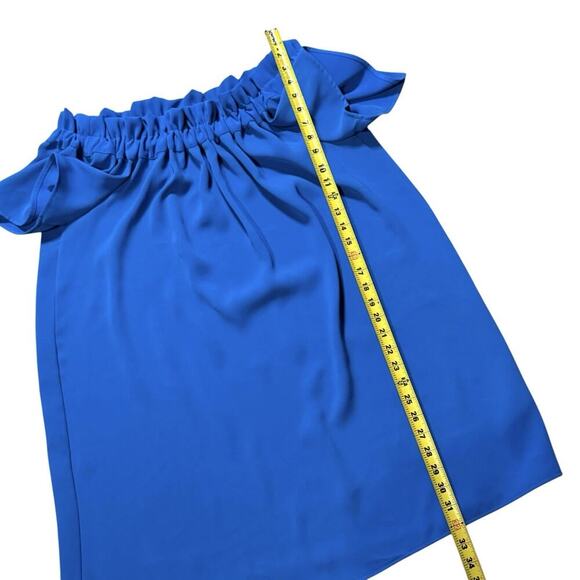 Pleione Womens Off the Shoulder Flutter Sleeve Mini Shift Dress Blue Large - Picture 8 of 10